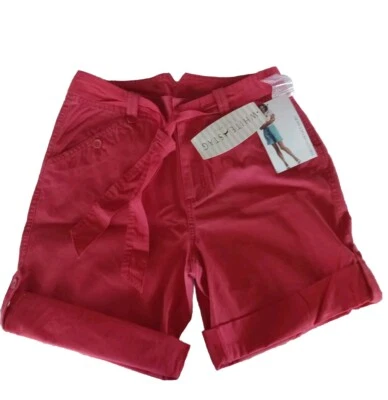 Pantalones cortos convertibles Stag blancos nuevos con etiquetas. Talla 6. Rojo. Con cinturón de corbata Foto 1 de 4