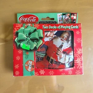 Coca-Cola Santa Navidad Lata Dos Barajas Selladas Tarjetas de Juego Doble Nuevo en Paquete Nostalgia - Imagen 1 de 6