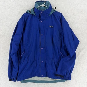 Vintage Patagonia Jacke Herren Large Blau Kapuze Regen Shell Parka 90s Outdoor - Bild 1 von 9