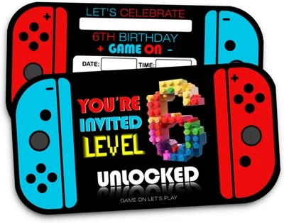 Videojuego 6º Cumpleaños Fiesta Invitación para Niños, 6 Años  Foto 1 de 4