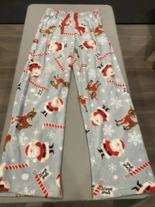 Rudolph The Red Nose Reindeer Santa Blue Unisex Pajama Pants - Picture 1 of 5