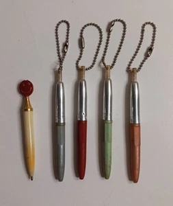 Vintage Set of 4 Wearever Mini Chain Ball Pens & Smiley Face Pen - Not Working - Picture 1 of 1