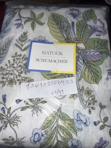 Matouk Queen Flat Sheet Pomegranate Lilac Floral Linen New - Picture 1 of 3