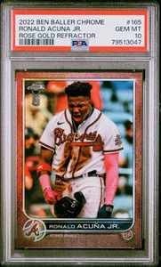 2022 Ben Baller Chrome - Ronald Acuna Rose Gold 9/10 PSA 10 Pop 2  - Picture 1 of 2