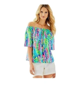 Lilly Pulitzer Sain Top – Catch the Wave Print Size M Hard to Find - Picture 1 of 4