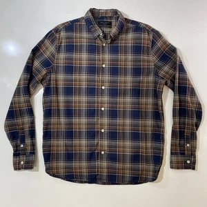 AllSaints Men’s Flannel Button Up Cotton Plaid Designer Shirt Size Medium - Picture 1 of 8