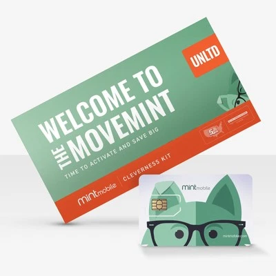 Mint Mobile 12 Month Unlimited Data, Talk, Text Plan Prepaid 1 Year Sim - Image 1 of 2