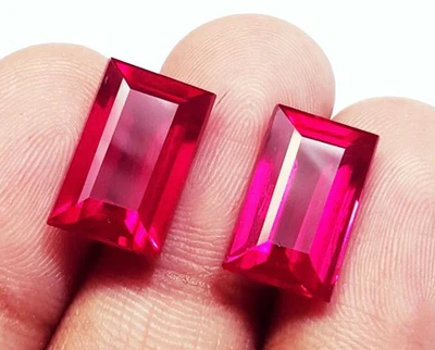Loose Gemstones Natural Ruby 8 To 10 Ct Baguette Shape Pair Certified - Image 1 of 4