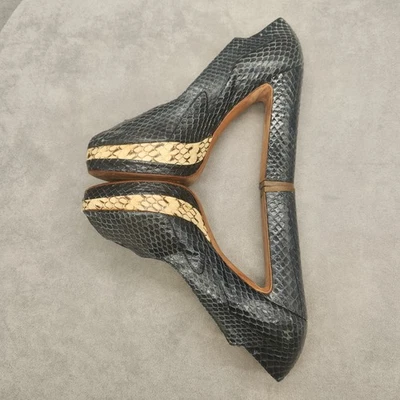 Vintage Y2K Miu Miu pumps women's 7 blue python leather Whips platform runway - Image 1 of 4