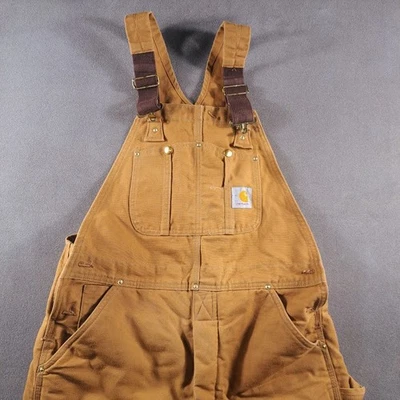 Mono con tirantes de lona marrón Carhartt aislante forrado doble rodilla para hombre 36x34 Foto 1 de 4