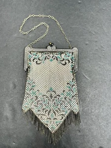 Antique Metal Enameled Mesh Purse Mandalian Mfg Co - Victorian era 1900s - Picture 1 of 20