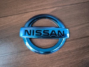 NISSAN Genuine Emblem Logo Badge Blue transparent coating  120x104 mm. OEM - Picture 1 of 14
