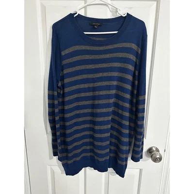 Suéter para mujer Ann Taylor azul a rayas manga larga detalle cremallera talla L Foto 1 de 4