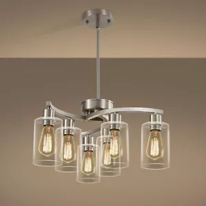 CNRATYE 6-Light Brushed Nickel Chandeliers for Dining Room Light Fixtures Ove... - Picture 1 of 7