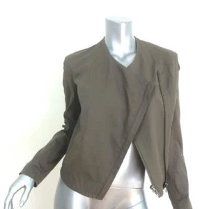 Helmut Lang Draped Moto Jacket Olive Stretch Cotton Size Small - Picture 1 of 8