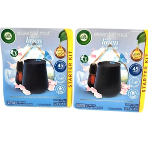 2 Pack Air Wick Essential Mist Starter Kit Gadget + 1 Refill Linen & Petals - Picture 1 of 9