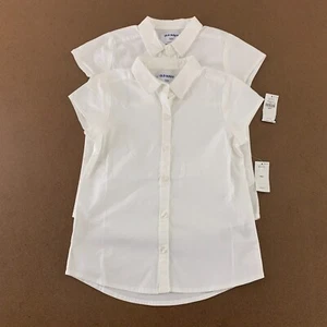 Old Navy Girls XS (5) White Short Sleeve Uniform Button Front Shirt 2 Pack NWT - Picture 1 of 7