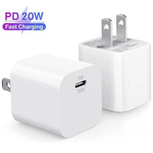 For iPhone 12/13 Pro Max/XR/iPad Fast Charger 20W PD Power Adapter USB-C Plug - Picture 1 of 12
