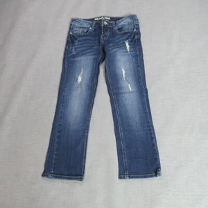 Machine Jeans Juniors Size 3 Blue Denim Distressed Straight Leg Dark Wash Rock - Picture 1 of 12