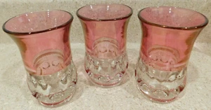 Tiffin Franciscan Kings Crown Thumbprint Ice Tea Glass Cranberry Flash 4" Set . - Picture 1 of 9