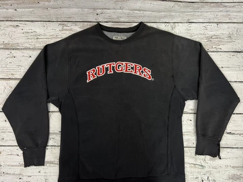 Vintage Rutgers Scarlet Knights Steve And Barry's Distressed Crewneck Sweatshirt Cover