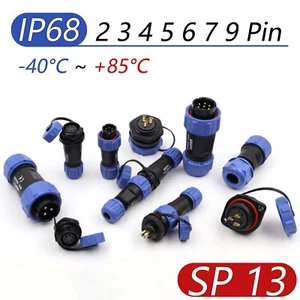SP13 2 - 9 Pin IP68 Waterproof Inline Cable Coupler Plug Socket Connector - Picture 1 of 39