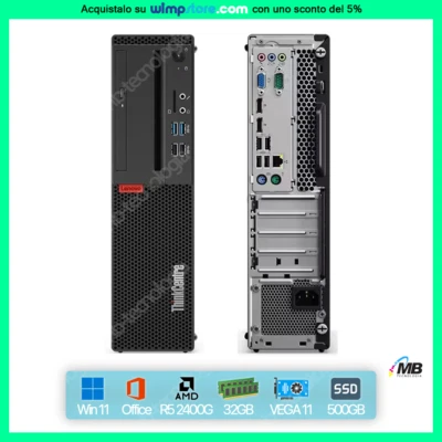 PC DESKTOP FISSO RINNOVATO LENOVO WIN 11 AMD RYZEN 5 WI-FI RAM 32GB SSD 500GB - Immagine 1 di 4