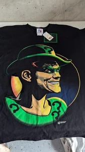 Vintage Batman Forever Tee Shirt Jim Carey The Riddler DC COMICS Large NEW W/Tag - Picture 1 of 8