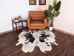 NEW Cow Skin Large 5x5 ft Real Animal Hide Black & White Hair on Cowhide Leather - Picture 1 of 12