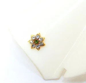 Indian Nose Ring Ethnic 22k Gold Plated CZ Nose Stud Women Nose Ear Pin Jewelry - Picture 1 of 5