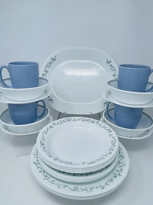 Corelle Country Cottage 25 pc Dinnerware Set w/Lunch Plates Platter Mugs Serve 4 - Image 1 of 4