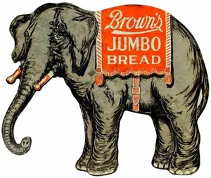 BROWN'S JUMBO BREAD ELEPHANT LOGO HEAVY DUTY USA MADE METAL ADVERTISING SIGN - Picture 1 of 1