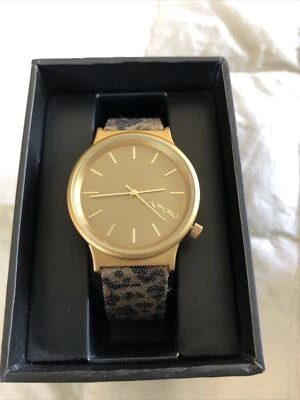Komono Estelle Cognac Animal Print Leather Strap Rose Gold Watch - Image 1 of 4