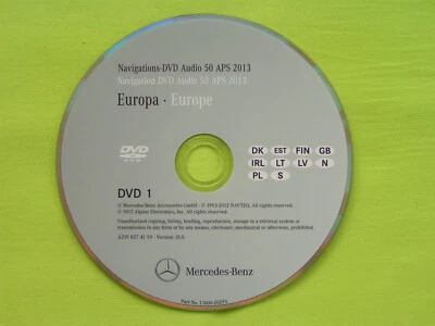 DVD NAVIGATION MERCEDES-BENZ AUDIO 50 APS NORDEUROPA 2013 A B CLS E GL M R VIANO - Bild 1 von 2