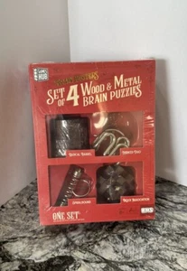 Brain Busters Set of 4 Wood & Metal Brain Puzzles Grafix 2023 - Picture 1 of 3