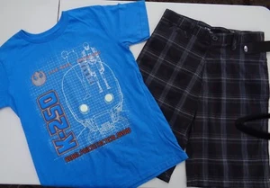 NEW Lot Boys Disney Star Wars K-250 Rogue one T-shirt & Point Zero Shorts 14 XL - Picture 1 of 10