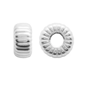 Sterling Silver Round Corrugated Beads Spacers Different Sizes * Jewelry Making - Picture 1 of 6