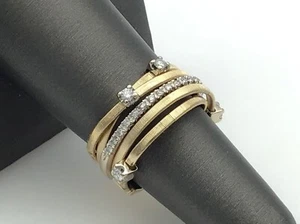 Designer Marco Bicego 18K Yellow Gold 5 row Diamond Ring Size 6.5 - Picture 1 of 6