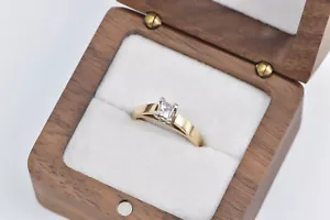 14K 0.32 Ct Princess Diamond Solitaire Engagement Ring Yellow Gold *81 - Picture 1 of 6