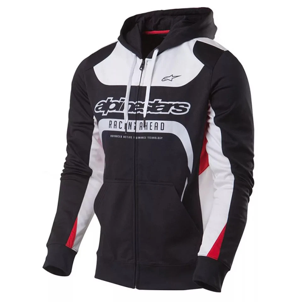 Alpinestars Session Full Zip Hooded Hoody Poly Fleece Jacket in Black White XXL