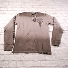 NWT Ironhorse Originals Gray Embroidered Cotton Long Sleeve Mens Henley Shirt L