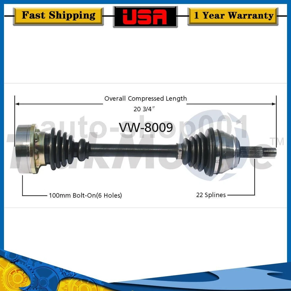 Eje delantero izquierdo CV eje articulado para Volkswagen Corrado 1991 1990 Foto 1 de 1