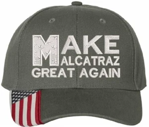 Hacer Alcatraz Great Again Sombrero Bordado Ajustable Sombrero Verde Bandera EE. UU. Ajustable Sombrero - Imagen 1 de 2