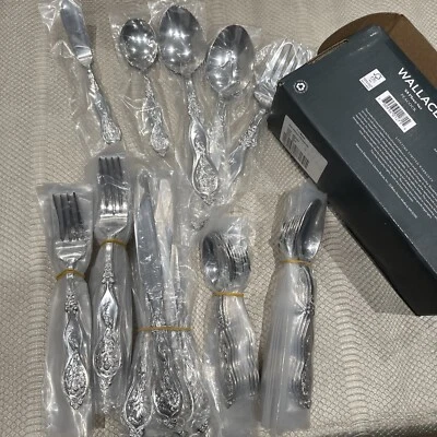 Wallace Peacock 45 Piece Service for 8 Stainless Steel 18/10 Flatware Set NEW - Image 1 of 4