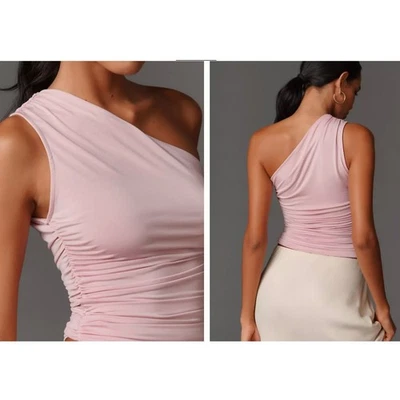 By Anthropologie One-Shoulder Fitted Top Lilac Sz XXS NWT 138 - Image 1 of 2