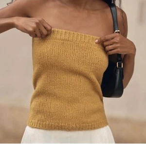 Anthropologie Flat White Tube Top Sweater Wool Strapless Size S Honey Miel - Bild 1 von 6