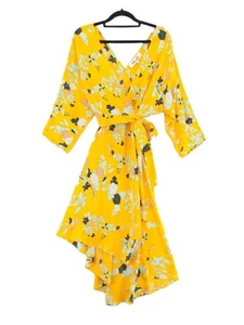 Diane Von Furstenberg Women's Maxi Dress XS Yellow 100% Silk Maxi - Picture 1 of 6