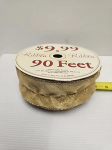 2.5" Gold Wire Ribbon Hobby Lobby CVR110 90 feet - Picture 1 of 6