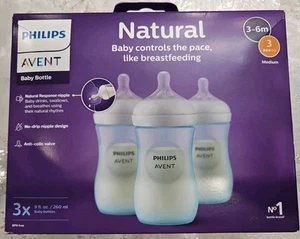 Philips Avent Natürliche Babyflasche mit Natural Response Brustwarze, Blau, 9 Unzen, 3er-Packung - Bild 1 von 4