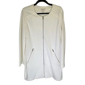 Chicos Blazer Jacket Sz 1 Antique White Long Sleeve Womens Zip Front Topper NWT - Picture 1 of 5
